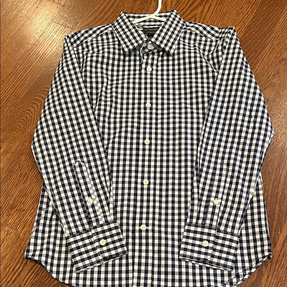 Crewcuts Navy and White Gingham Button-Down Shirt